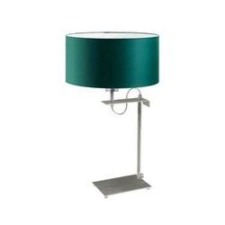 Lampka nocna do sypialni Alaska nowoczesna zielona z abażurem na srebrnej podstawie LYSNE