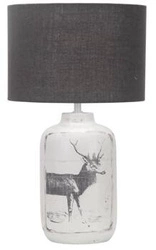 Walia 2 nowoczesna lampka nocna ceramiczna z szarym abażurem do sypialni i salonu 42 cm