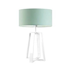 Lampka nocna do sypialni THOR LYSNE nowoczesna z abażurem miętowym i białym stelażem 61 cm