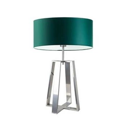 Lampka nocna do sypialni Thor nowoczesna z abażurem zielonym i srebrną podstawą LYSNE 61 cm