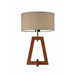 Lampka nocna Clio beżowa z abażurem glamour drewniana mahoniowa do sypialni LYSNE 47 cm