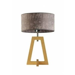 Lampka nocna do sypialni Clio szara melanż nowoczesna drewniana z abażurem LYSNE personalizowana