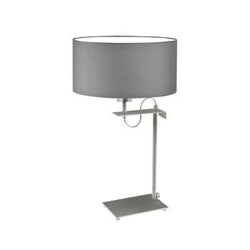 Lampka nocna do sypialni Alaska LYSNE nowoczesna szara z abażurem na srebrnej podstawie 55 cm