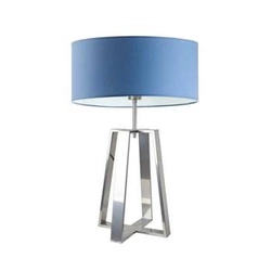 Lampka nocna do sypialni Thor LYSNE nowoczesna z niebieskim abażurem i srebrną podstawą 61 cm