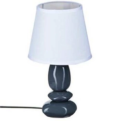 Luis nowoczesna lampa stołowa ceramiczna biało-granatowa z abażurem do sypialni i salonu