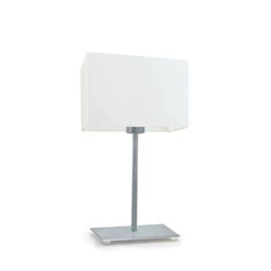 Lampka nocna do sypialni AMALFI biała nowoczesna z abażurem na srebrnym stelażu LYSNE