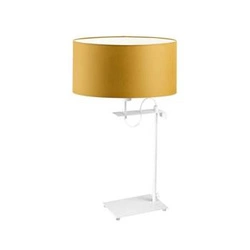 Lampka nocna do sypialni Alaska nowoczesna żółta z abażurem na biały stelażu LYSNE 55 cm