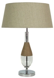 Lampa stołowa Eco 1 beżowa boho z abażurem szklana do sypialni i salonu CANDELLUX 61 cm