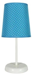 Nowoczesna lampka nocna Gala niebieska w kropki z abażurem do sypialni i salonu 31 cm