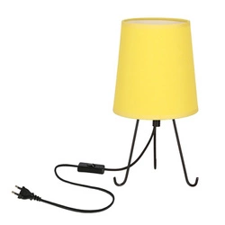 Lampka nocna do sypialni Smally czarna z żółtym abażurem nowoczesna CANDELLUX 30 cm