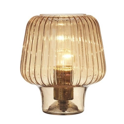 Lampka nocna szklana Lasima Intesi bursztynowa nowoczesna do sypialni i salonu 21 cm