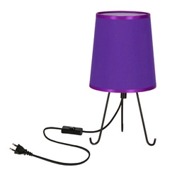 Nowoczesna lampka nocna do sypialni Smally Candellux fioletowy abażur czarna podstawa 30 cm