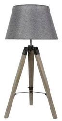 Lampka nocna Lugano szara drewniana z abażurem nowoczesna do sypialni i salonu 68 cm