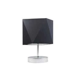 Lampka nocna do sypialni PASADENA nowoczesna czarna z abażurem na chromowanym stelażu