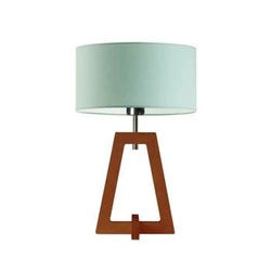 Lampka nocna Clio glamour z miętowym abażurem i mahoniową drewnianą podstawą do sypialni