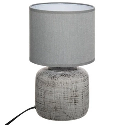 Lampka nocna ceramiczna Salta szara Atmosphera nowoczesna z abażurem do sypialni 26,5 cm
