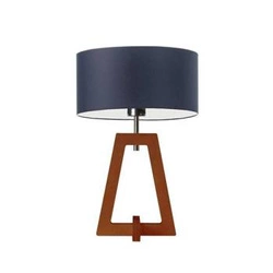 Lampka nocna Clio glamour granatowy abażur i mahoniowa podstawa do sypialni lub salonu