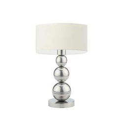Lampka nocna do sypialni nowoczesna HONOLULU z abażurem ecru srebrny stelaż LYSNE 41 cm