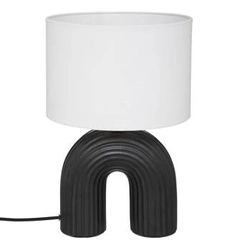 Lampka nocna ceramiczna czarna Eidel Atmosphera nowoczesna do sypialni z białym abażurem 40,5 cm