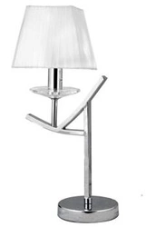 Valencia nowoczesna lampa stołowa chromowana z abażurem do sypialni i salonu 45 cm