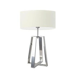 Lampka nocna do sypialni Thor nowoczesna z abażurem ecru i srebrną podstawą LYSNE 61 cm