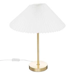 Lampka nocna Jil złota z białym abażurem glamour do sypialni i salonu 47 cm Atmosphera