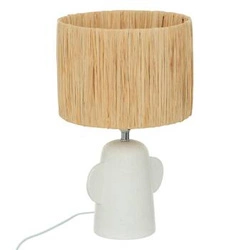 Lampka nocna do sypialni Raia Atmosphera biała ceramiczna z abażurem boho 42 cm