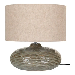 Lampka nocna Oldham ceramiczna zielona z abażurem do sypialni