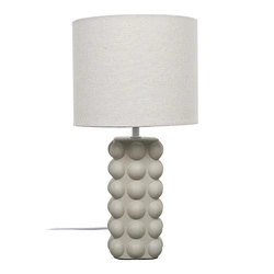 Lampka nocna do sypialni Ramil ceramiczna beżowa nowoczesna z abażurem Intesi 40 cm