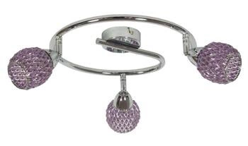 Nowoczesna lampa sufitowa Clear fioletowa 3-punktowa regulowana do salonu i kuchni