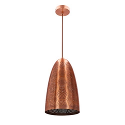 Lampa wisząca Sfinks miedziana ażurowa regulowana do salonu i jadalni industrialna