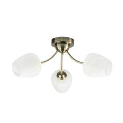 Lampa sufitowa Zina klasyczna szklana biała 3-punktowa do salonu i jadalni patyna