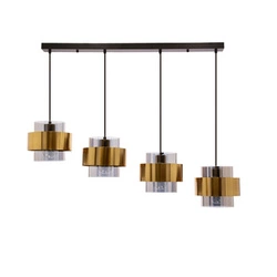 Lampa wisząca Spiega czarna i złota 4-punktowa glamour do salonu i jadalni regulowana