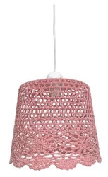 Lampa wisząca Nonna 27 różowa ażurowa tkanina do salonu i sypialni skandynawska
