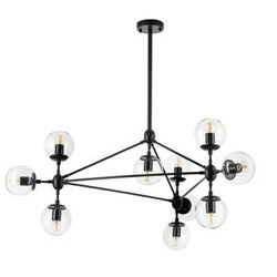 Lampa wisząca kula szklana ASTRIFERO-10 czarna 90 cm do salonu i nad stół