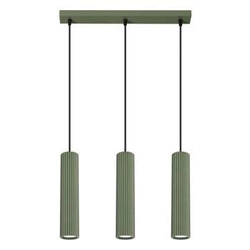 Lampa wisząca 3-punktowa Karbon zielona oliwka regulowana do salonu i nad stół