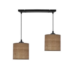 Lampa sufitowa Legno nowoczesna z abażurem orzechowym 2-punktowa do salonu i jadalni