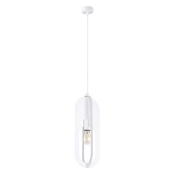 Nowoczesna biała lampa wisząca NICUS 1 do salonu, jadalni lub kuchni metalowa 140 cm