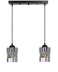 Lampa wisząca Felis czarna szklana dymiona regulowana do salonu kuchni jadalni 2xE27