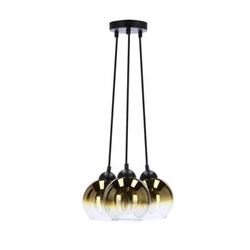 Lampa wisząca Nubia 3-punktowa czarna i złota kula do salonu, nad stół lub wyspę