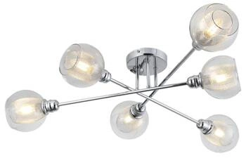 Lampa sufitowa Dixy chrom regulowana szklana 6-punktowa do salonu i jadalni 80 cm