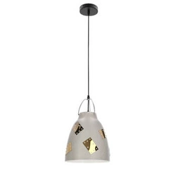 Lampa wisząca Patch szara z złotym dekorem regulowana do salonu i jadalni 25 cm