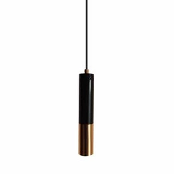 Lampa wisząca GOLDEN PIPE 1 czarno-złota metalowa regulowana do salonu nad stół
