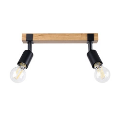 Plafon sufitowy ZUCA 2 czarny z drewnem nowoczesny do salonu regulowany SOLLUX LIGHTING