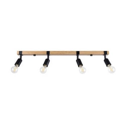 Plafon sufitowy ZUCA 4 czarny nowoczesny metalowo-drewniany do salonu Sollux Lighting