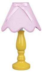 Lampa stołowa Lola żółta 1x40W E14 abażur różowy
