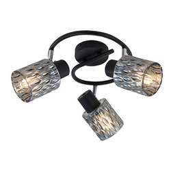 Lampa sufitowa Bill spirala czarna szklana 3-punktowa do salonu i kuchni CANDELLUX