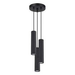 Lampa wisząca Karbon 3-punktowa czarna regulowana do salonu i nad stół nowoczesna
