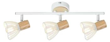 Lampa sufitowa Chile 3-punktowa biała z drewnem regulowana do salonu i sypialni