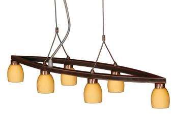 Nowoczesna lampa wisząca szklana Dakota miedziana 6-punktowa do salonu i jadalni